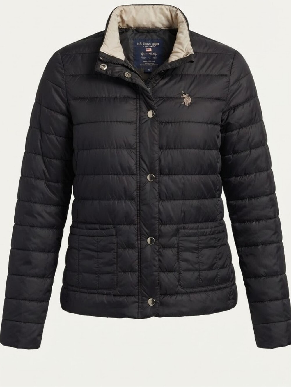 Vintage U.S. Polo Assn. Black Quilted Puffer Jacket Coat Small